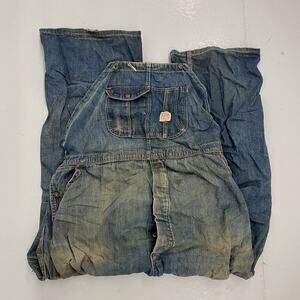 Vintage 50s Big Mac Blue Denim Distressed Overalls 42x27